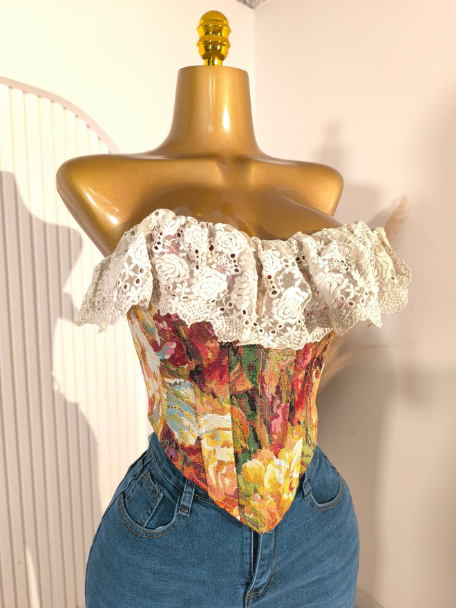 Corset Blonda Bordado