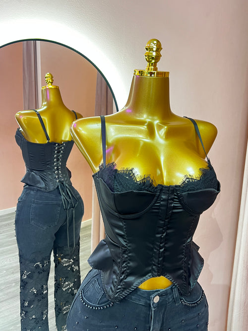 Corset Satén Negro