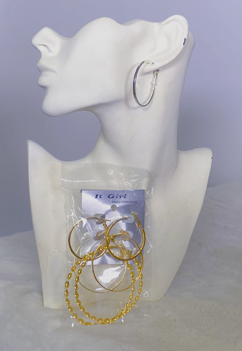 Pack 3 Hoop Earrings 