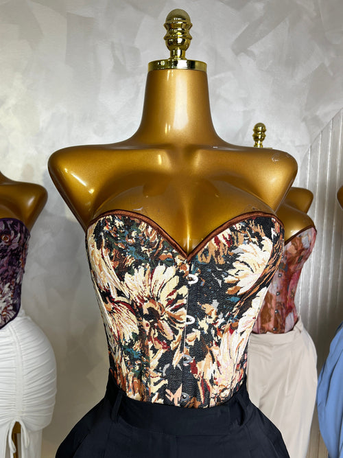 Corset Floral Marrón